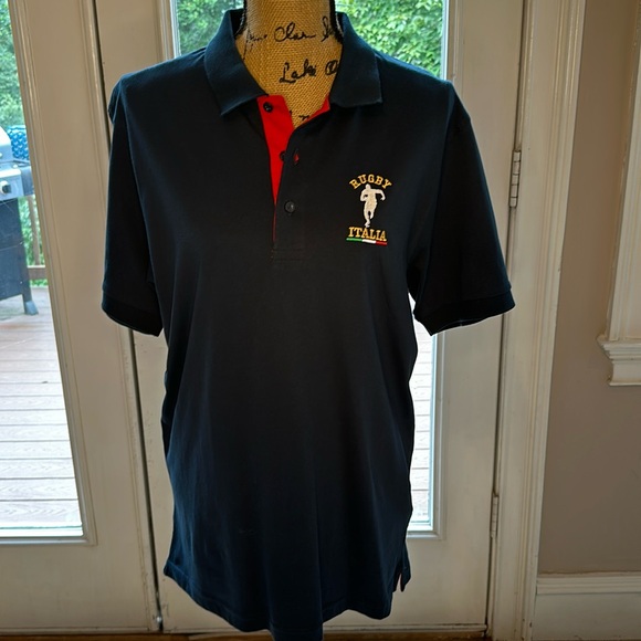 Pauper Rugby Navy Italia polo shirt medium men’s polo shirt NWT - Picture 1 of 9